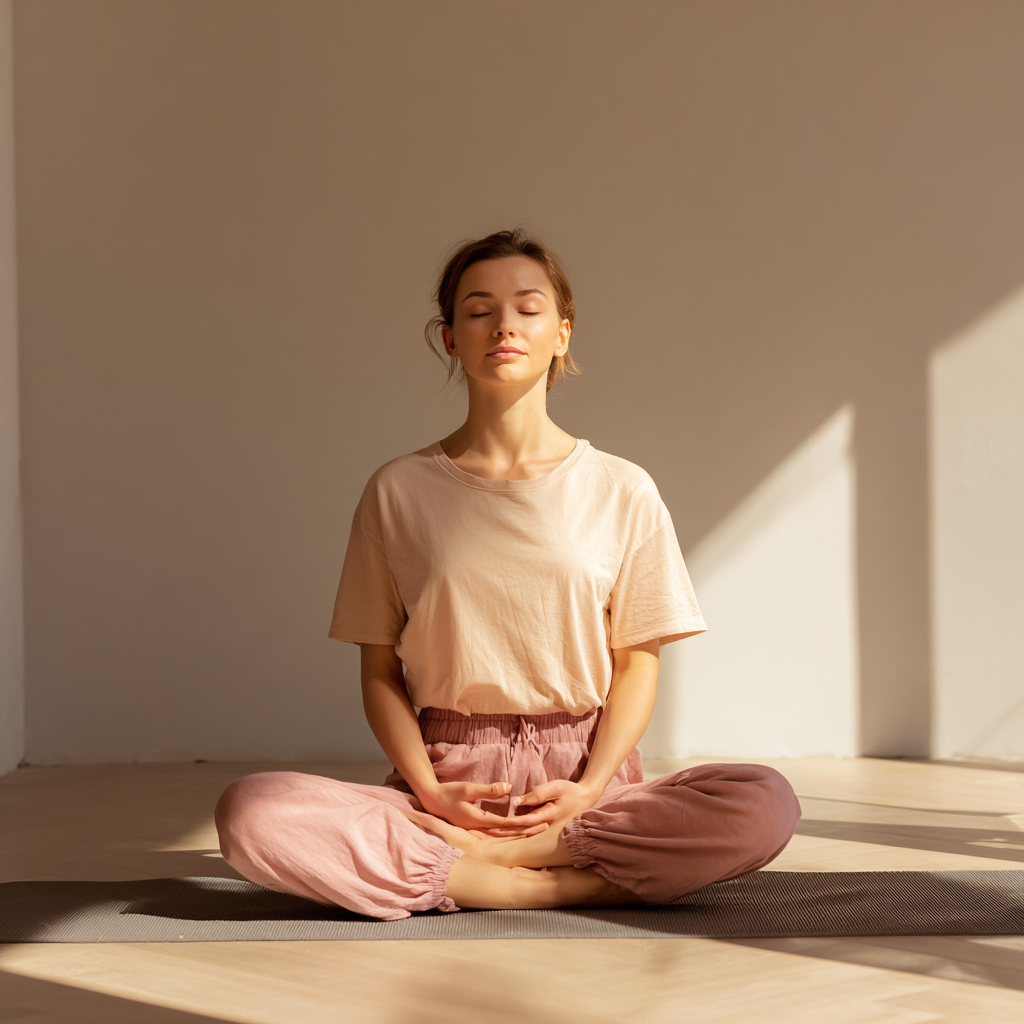 Woman practicing yoga in peaceful setting